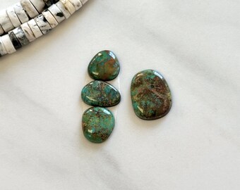 Small Deep Green Oval Number 8 Turquoise, Set of 4