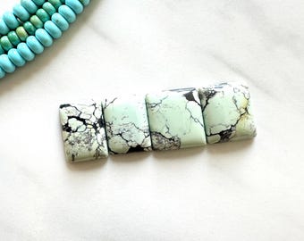 Small Faint Green Bar Treasure Mountain Turquoise, Set of 4