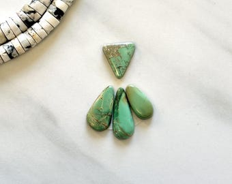 Small Lime Green Mixed Crescent Lake Variscite, Set of 4