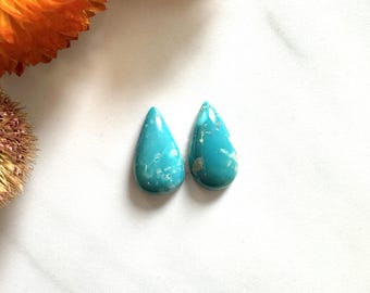 Small Sky Blue Teardrop Royston Turquoise, Set of 2