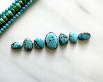 Small Sky Blue Mixed Mixed Turquoise, Set of 7