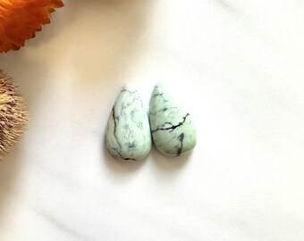 Small Faint Green Teardrop Crescent Lake Variscite, Set of 2