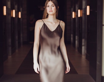 100% Silk Charmeuse Slip Dress / Luxurious Bias Cut Dress