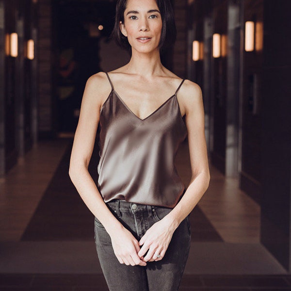 100% Silk Charmeuse Camisole / Luxurious Bias Cut Cami Top