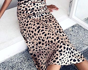 Satin Slip Skirt | Leopard Print | Bias Cut | Animal Print | Short, Mid & Long Length