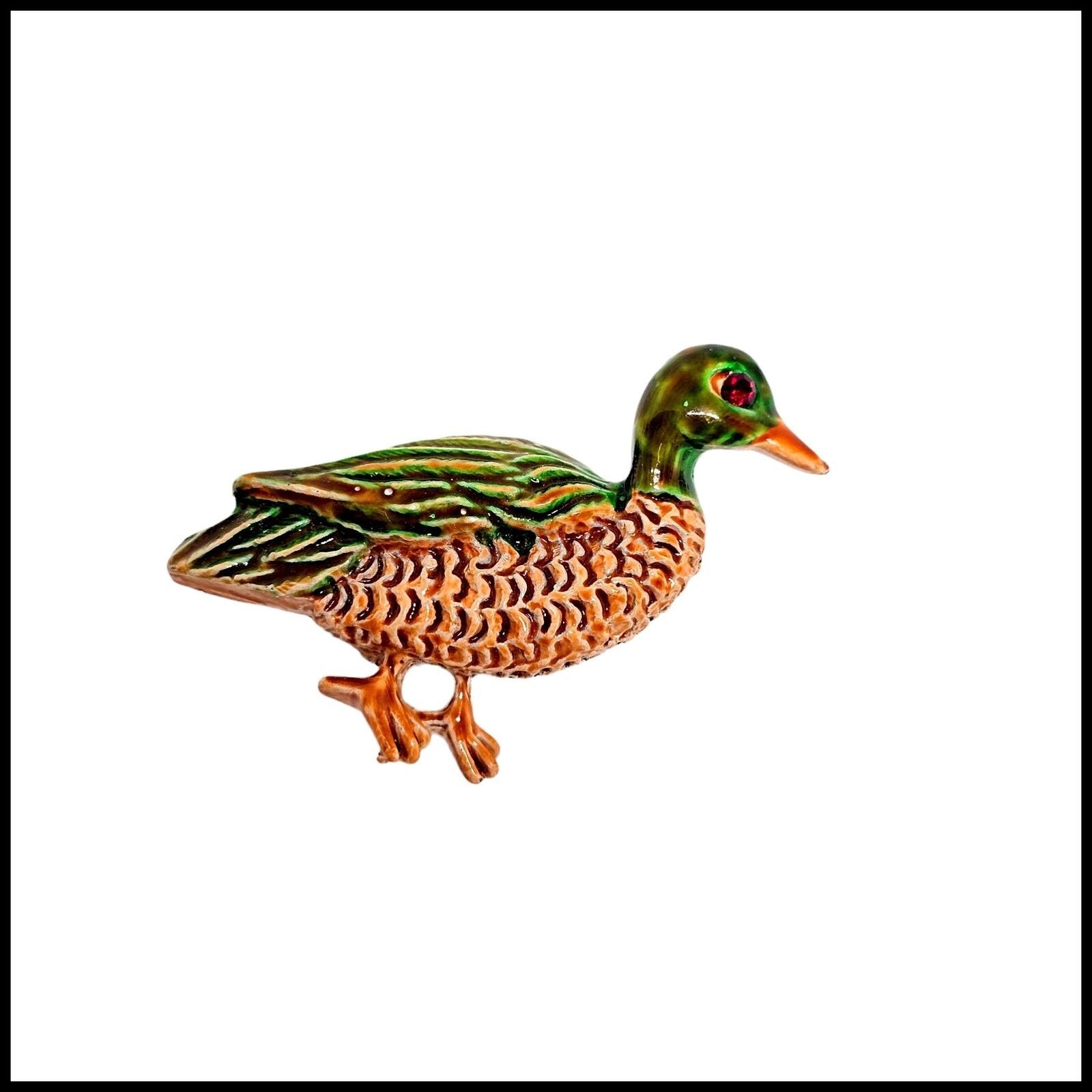 Vintage 1960s Pair of Duck Pins Marked Gerrys Enamel Mallard