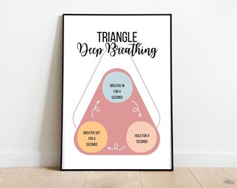 Deep Breathing - Mental Health Poster - School Psychologist - Social Worker - Therapist Office - Guidance Counselor