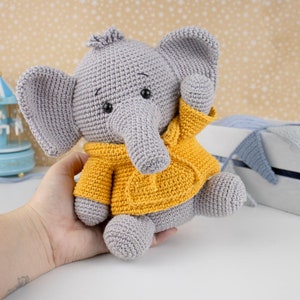 Elephant with Sweater English/ Crochet Elephant PATTERN Amigurumi Elephant pattern pdf tutorial image 2