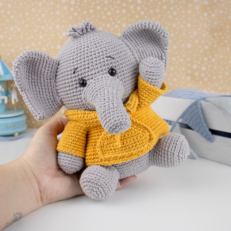 Elephant with Sweater English/ Crochet Elephant PATTERN Amigurumi Elephant pattern pdf tutorial image 2