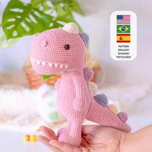 Crochet Pattern Dinosaur (English/Portuguese/Spain)/Crochet dinosaur PATTERN Amigurumi dinosaur pattern pdf tutorial