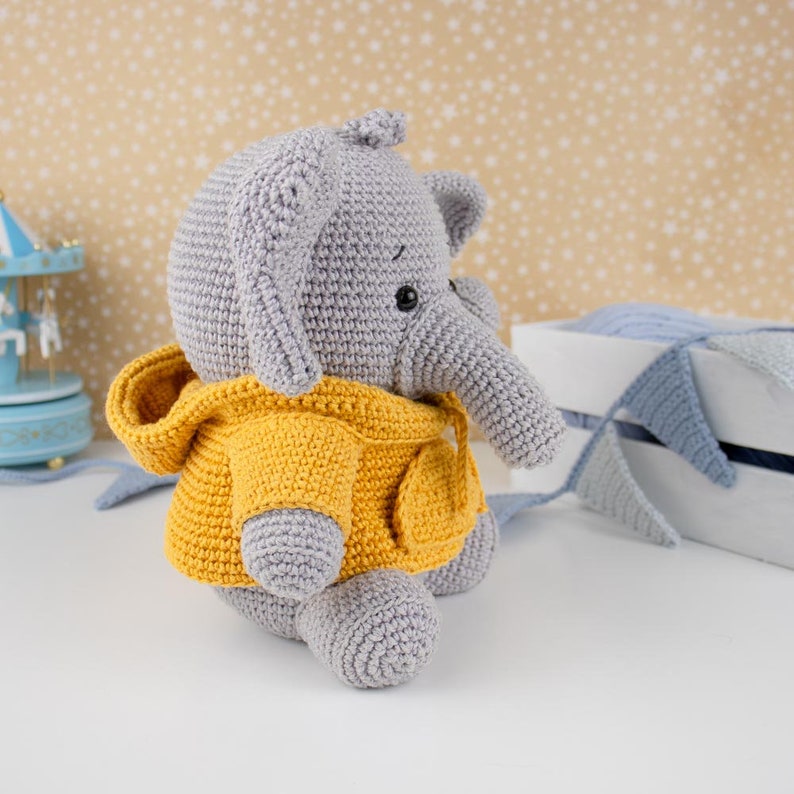Elephant with Sweater English/ Crochet Elephant PATTERN Amigurumi Elephant pattern pdf tutorial image 3
