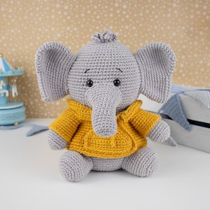 Elephant with Sweater (English)/ Crochet Elephant PATTERN Amigurumi Elephant pattern pdf tutorial