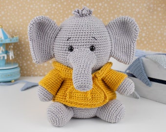 Elephant with Sweater (English)/ Crochet Elephant PATTERN Amigurumi Elephant pattern pdf tutorial