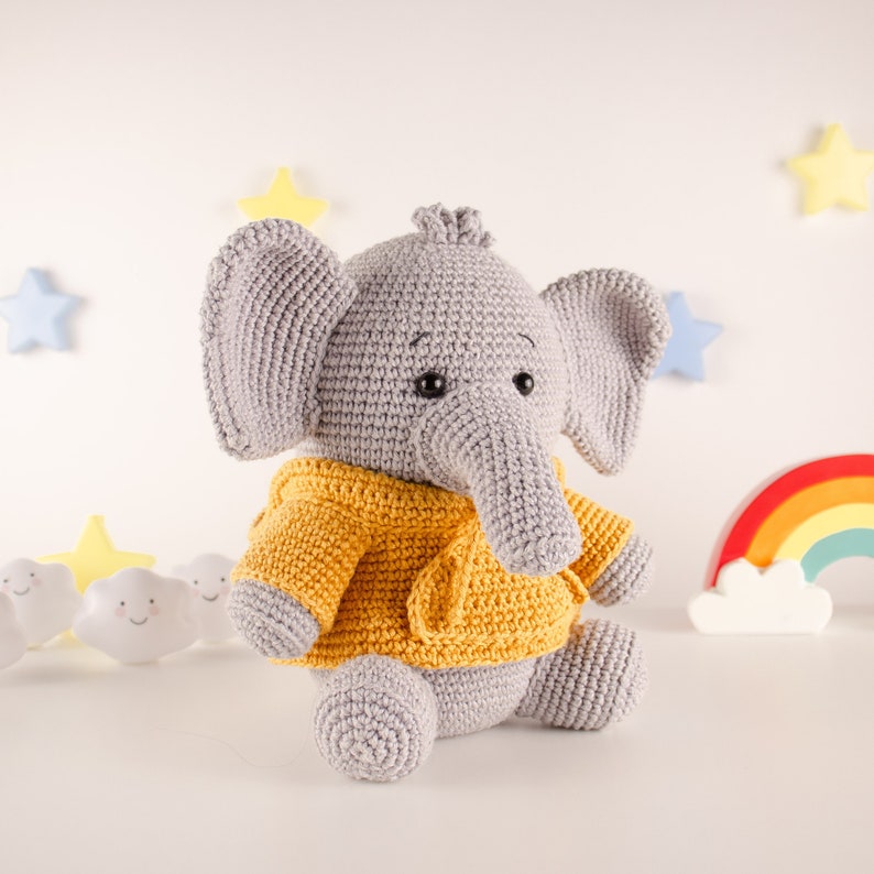 Elephant with Sweater English/ Crochet Elephant PATTERN Amigurumi Elephant pattern pdf tutorial image 4