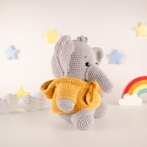 Elephant with Sweater English/ Crochet Elephant PATTERN Amigurumi Elephant pattern pdf tutorial image 5