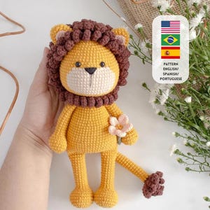 Crochet Pattern Lion (English/Portuguese-BR/Español)/Crochet lion PATTERN Amigurumi lion pattern pdf tutorial