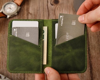 Minimalist  Wallet Personalized Card Holder Ultra Slim Wallet Men's Wallet Women's Wallet, Green