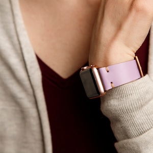 Apple Watch Band, Leather Apple Watch Band, Leather Watch Band, iWatch Band, 5 6 7 8 9 10 SE, ULTRA 2-1, 49-46-45-44-42-41-40-38mm. Lavender