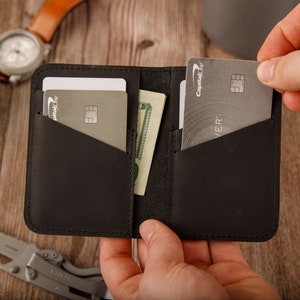 Minimalist Wallet Personalized Card Holder Ultra Slim Wallet Men's Wallet Women's Wallet, Green Black