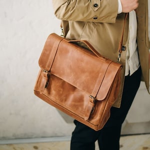Sac en cuir fait main, sac pour ordinateur portable en cuir, sacoche pour ordinateur portable, porte-documents pour ordinateur portable, sac à bandoulière pour homme, sac cartable en cuir