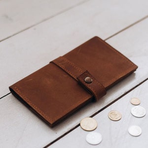 Minimalistische leren portemonnee dames, aangepaste damesportemonnee, lange damesportemonnee, portemonnee met monogram voor vrouwen, leren telefoonportemonnee, slanke lange portemonnee