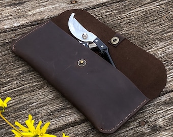 Leather florist tool case,Small florist tool case,Leather garden case,Florist gift,Personalized florist case