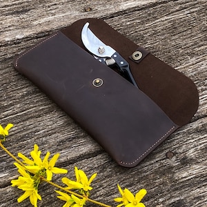 Leather florist tool case,Small florist tool case,Leather garden case,Florist gift,Personalized florist case