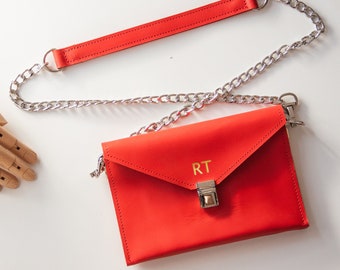 Personalized leather clutch bag, Leather envelope clutch, Leather crossbody clutch, Engraved clutch, Leather clutch purse, Evening clutch