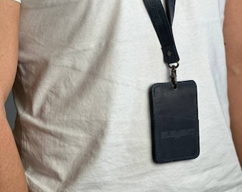 Leather id badge holder lanyard,Leather badge holder,Id card holder,Teacher ID card,Personalized id badge holder with lanyard