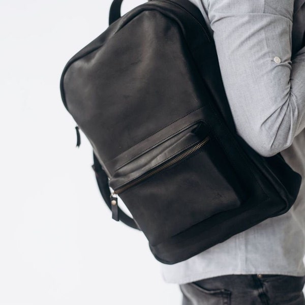 Leather laptop backpack for men,Handmade leather backpack,School backpack,Custom leather backpack,Leather rucksack,Large leather backpack