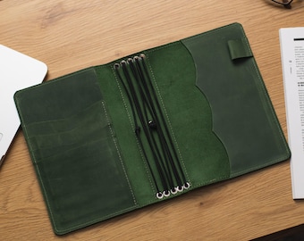 Engraved leather notebook cover, Refillable travel journal, Monogrammed journal covers, Handmade notebook cover, Leather notebook case