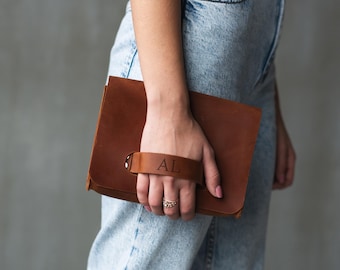 Personalized leather clutch, Leather clutch with hand slot, Womens clutch purse, Leather evening bag, Custom leather clutch, Handmade clutch