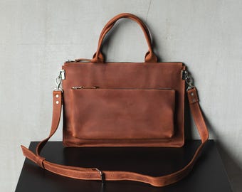 Gepersonaliseerde leren laptoptas, laptop schoudertas, macbookleertas, 16 inch laptoptas voor vrouwen, MacBook pro 13-tas, laptoptastas