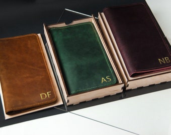 Leather wallet with initials, Long bifold wallet, Engraved long wallet, Handcrafted wallet, Personalized wallet with name, Monogram wallet