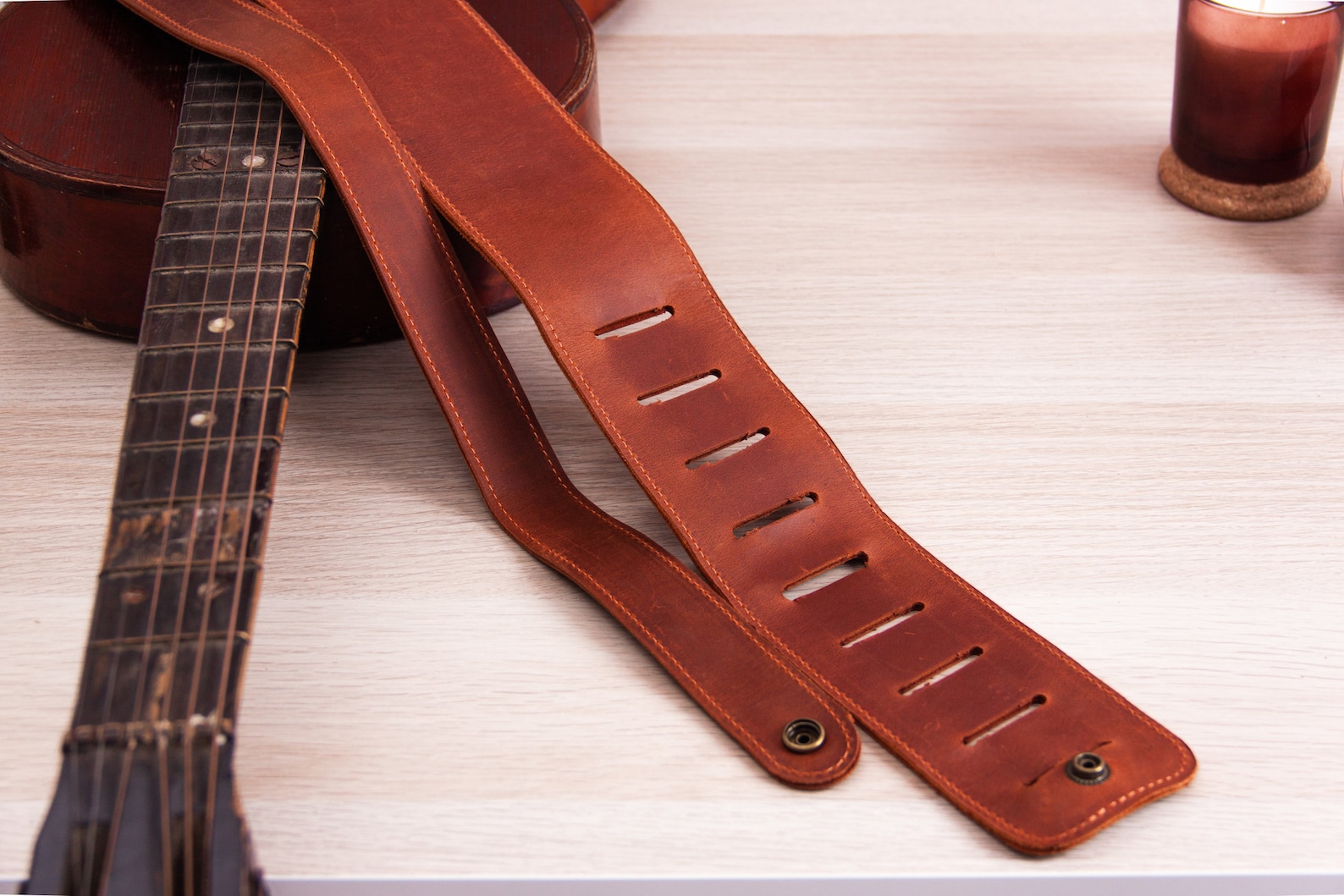 Guitar Strap With Nameleather Guitar Strapcustom Guitar Etsy