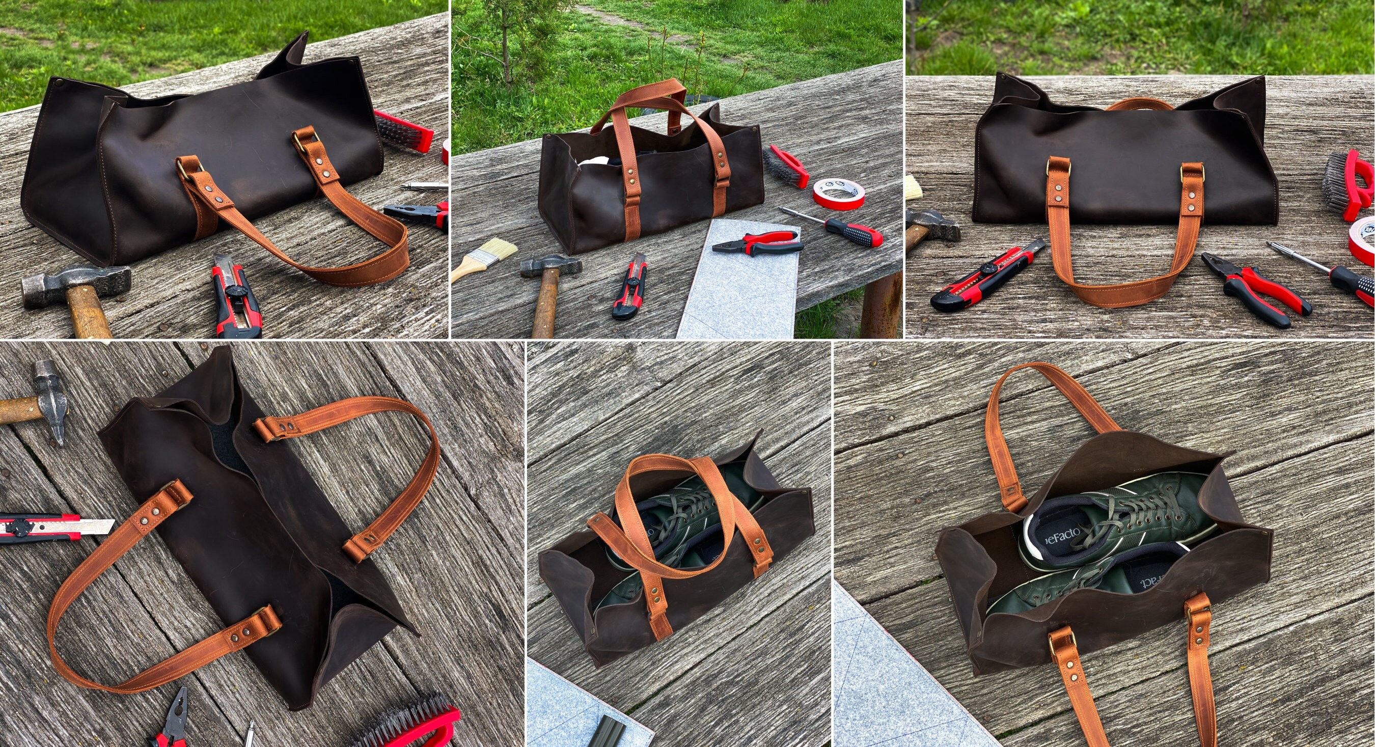 Large Leather Tool Bag, Garden Tool Bag, Leather Tool Storage