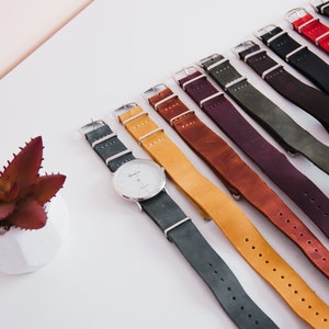 Slim leather watch strap, Engraved leather watch band, Handmade watch band, Custom leather watch strap, Wrist watch band, Womens watch bands image 3