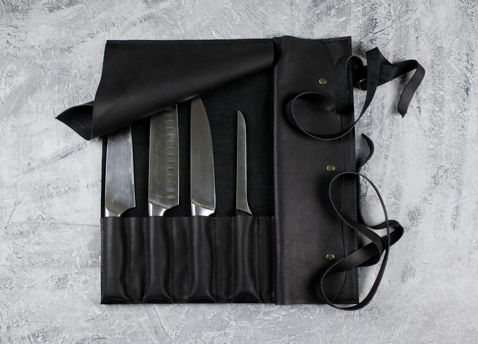 Handmade knife roll Leather knife roll Knife bag Chef knife Etsy
