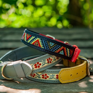 Personalized dog collar floral, Flower dog collar, Handmade leather dog collar, Custom dog collar floral, Dog collar for girl