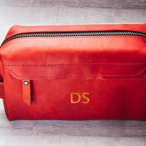 Kulturbeutel für Frauen, Kulturbeutel aus Leder,Kulturtasche nach Maß,Kulturtasche mit Monogramm