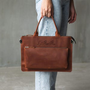 Personalizowana skórzana torba na laptopa, Damska torba na laptopa 16 cali, Torba na MacBooka Pro 14 cali, Skórzana torba na MacBooka Air, Niestandardowa torba na laptopa dla kobiet