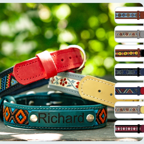 Aztec dog collar,Cute dog collar,Personalized pet collar,Male dog collar,Tribal dog collar,Female dog collar,Leather pet collar