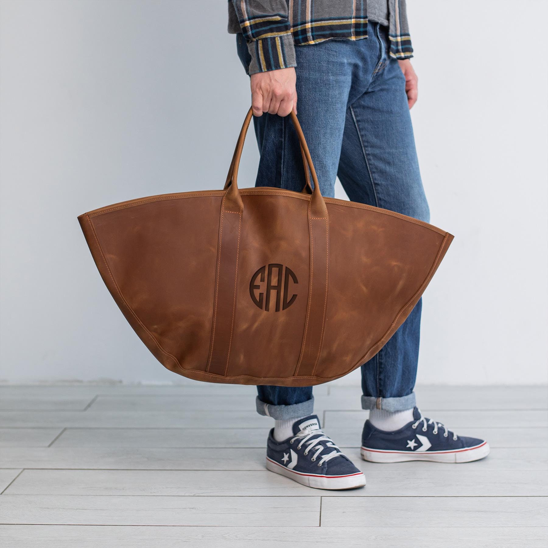 Large Leather Tool Bag, Leather Tool Tote, Personalized Tool Bag 