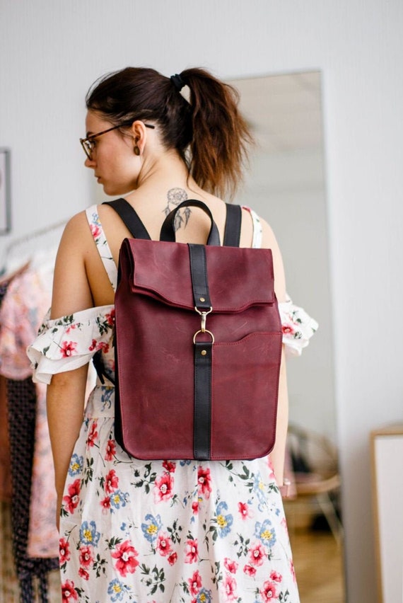 Custom Backpack Leather Backpack Woman Laptop Backpack | Etsy