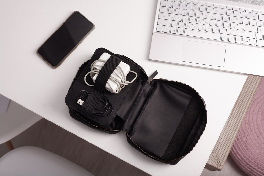Leather Travel Tech Organizer,tech Accessories Case,tech Organizer