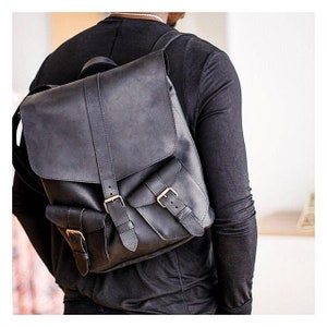 Leather rucksack for men, Handmade leather backpack, Mens laptop backpack leather, Personalized travel backpack, Custom leather backpack