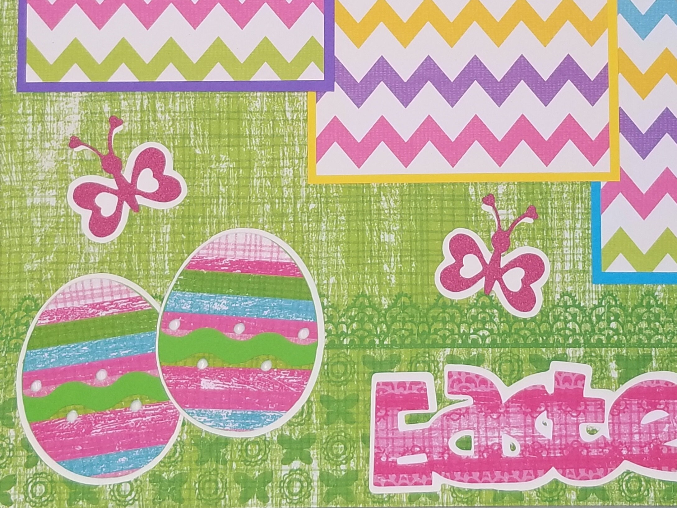 Papercraft Happy Hoppy Easter Handmade Premade 12 X 12 Layout Scrapbook Page Easter Craft