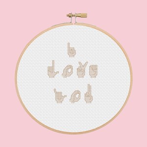 I love you - ASL sign language - cross stitch pattern