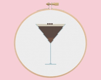 espresso martini - cocktail - cross stitch pattern