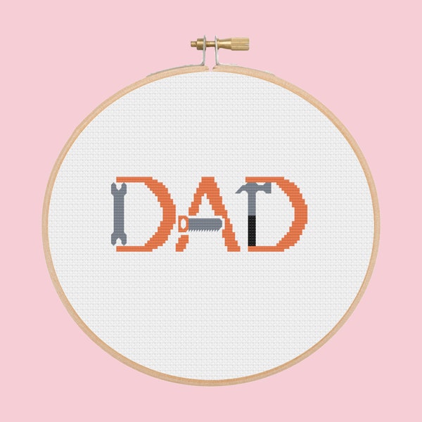 dad - tools - name - cross stitch pattern